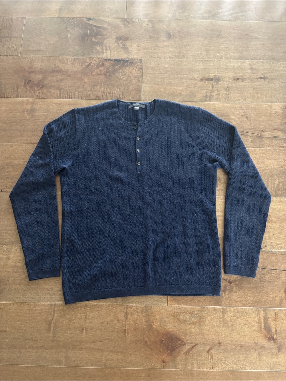 John Varvatos Navy Ribbed Knit Pullover, size L